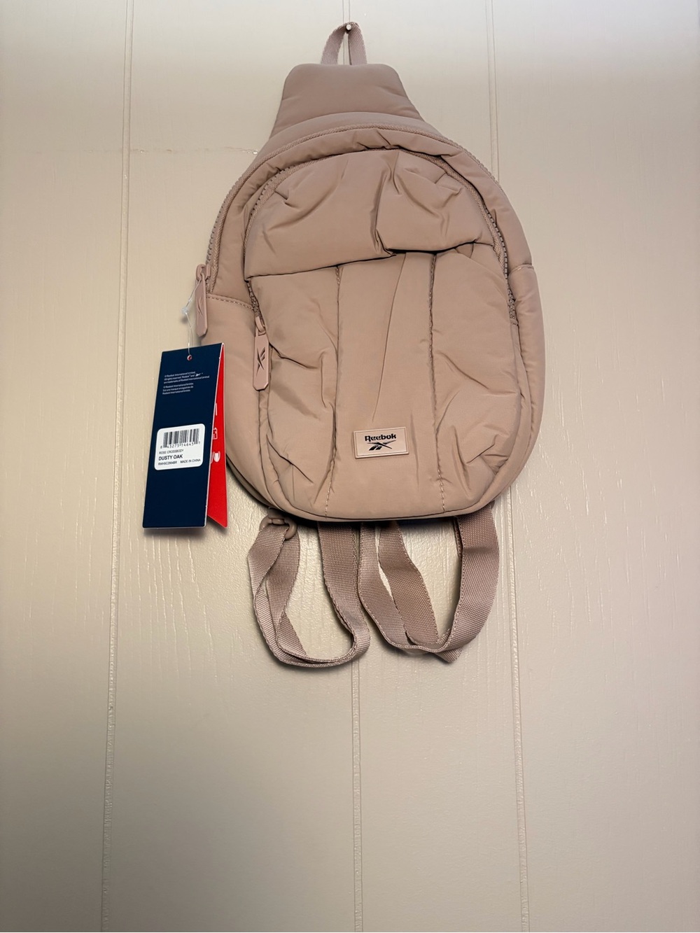 Reebok Unisex Sling Bag Backpack Tan Beige Crossbody Shoulder Travel NWT